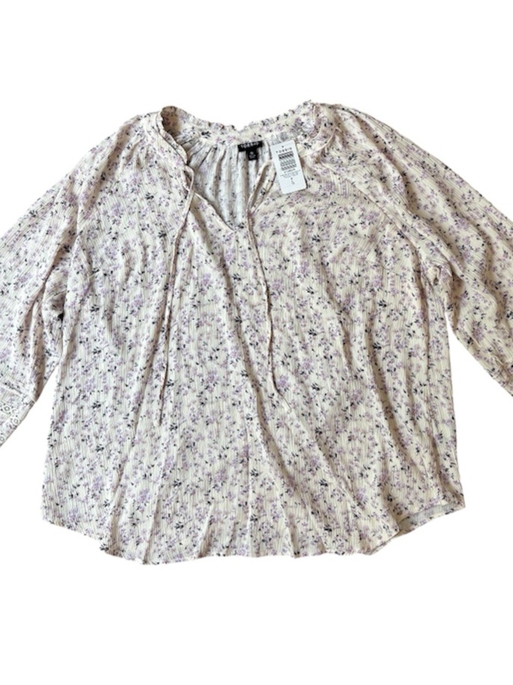 Torrid Sz 0 Lavender Floral Crinkle Gauze Tie Front Peasant Top